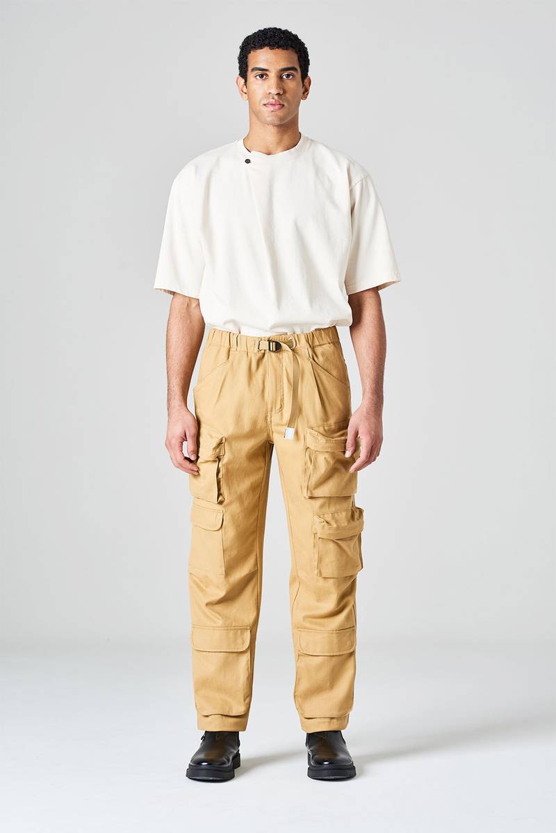 White sand Pantalone cargo in bull denim di cotone Comprane uno, ottenene uno gratis