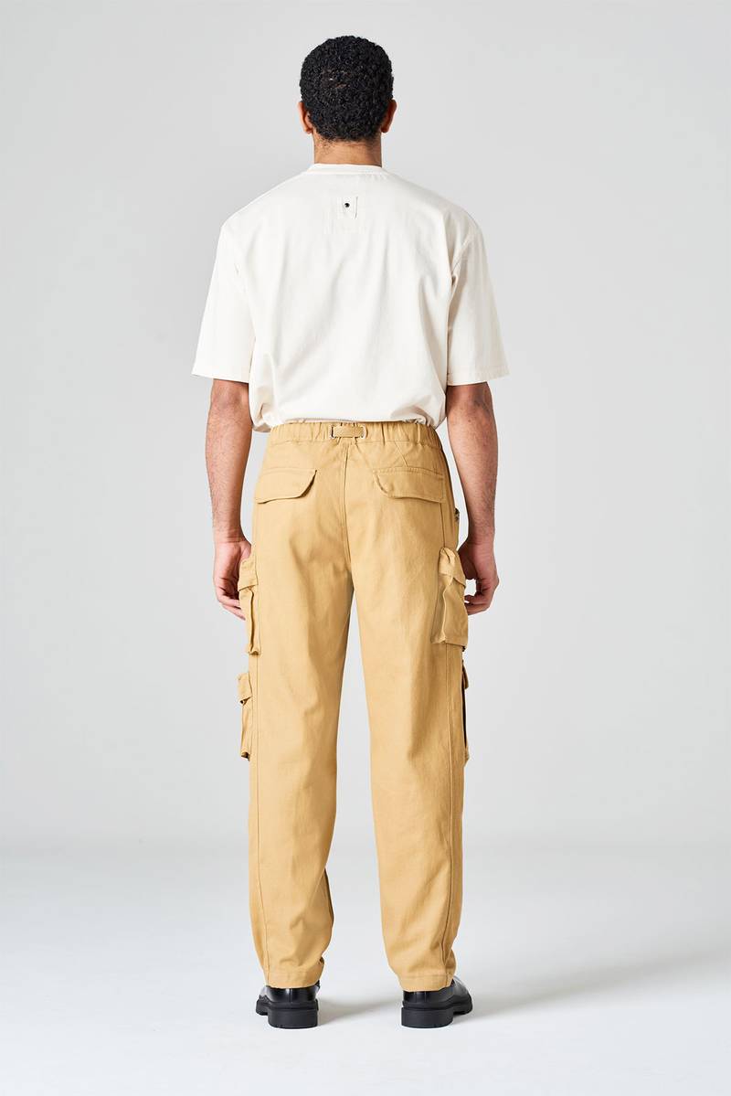 White sand Pantalone cargo in bull denim di cotone Comprane uno, ottenene uno gratis