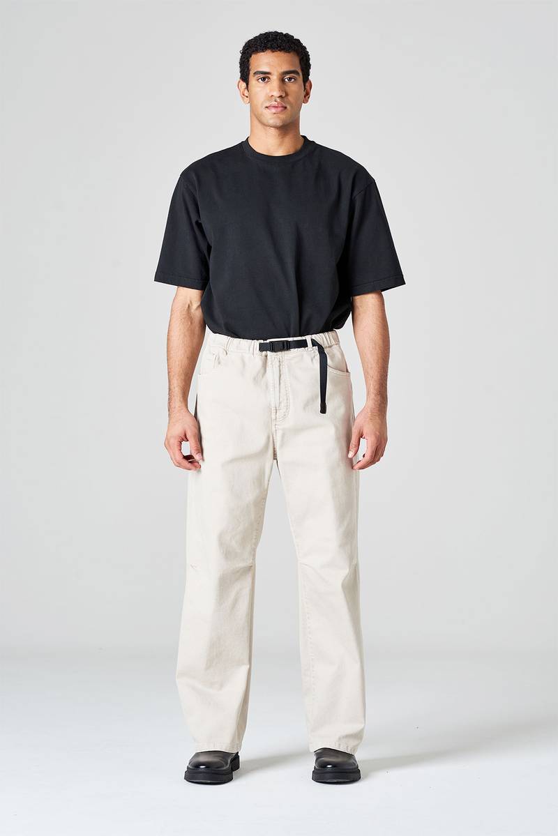 White sand Pantalone cinque tasche in bull denim di cotone Prezzo basso