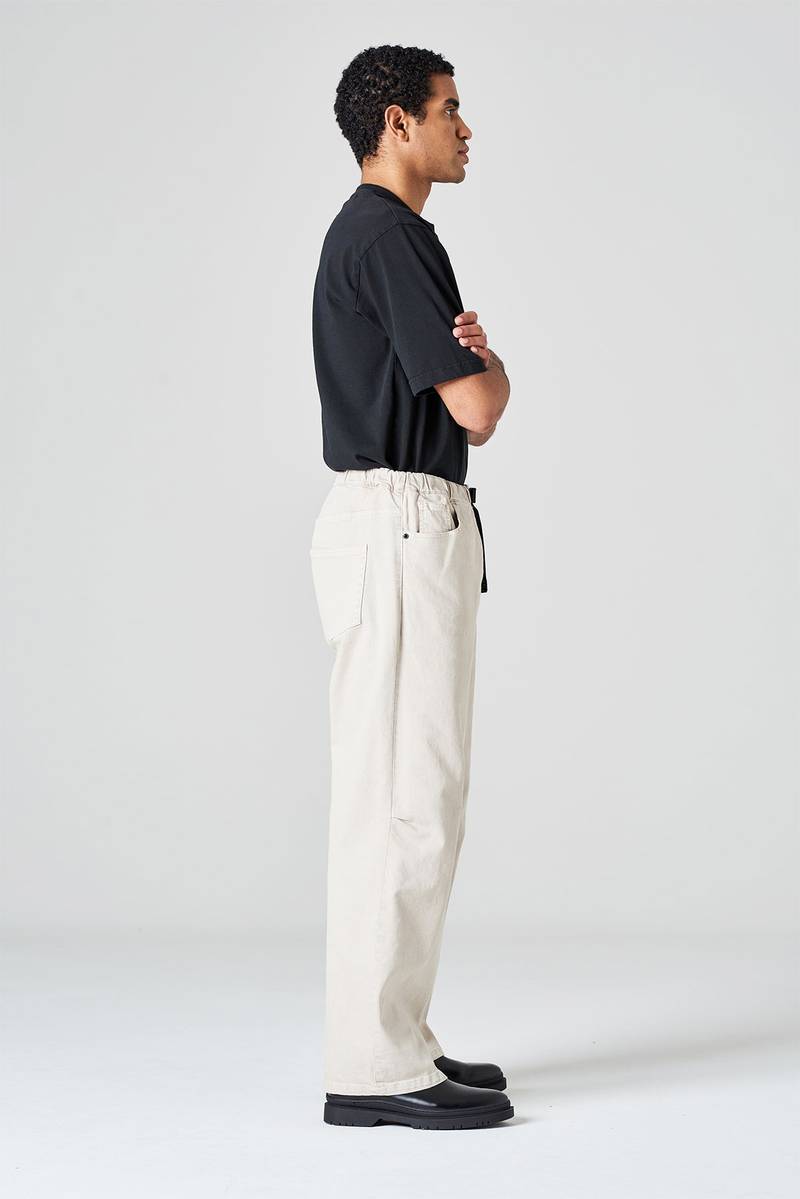White sand Pantalone cinque tasche in bull denim di cotone Prezzo basso