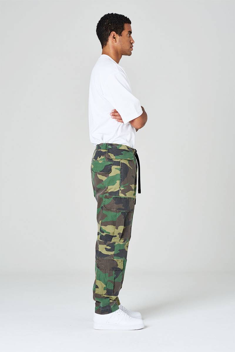 White sand Pantaloni cargo con gamba dritta in ripstop di cotone stampato Ultimi tre giorni