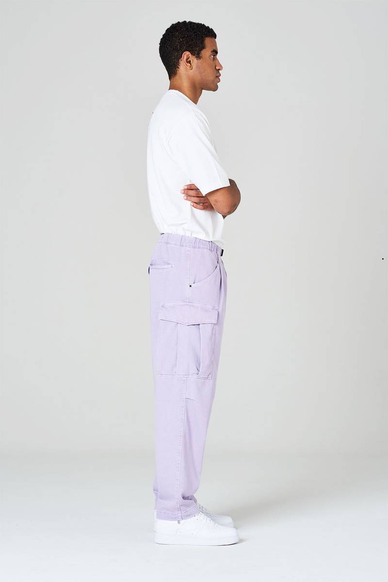 White sand Pantaloni cargo con gamba dritta in bull denim di cotone Promozione temporanea