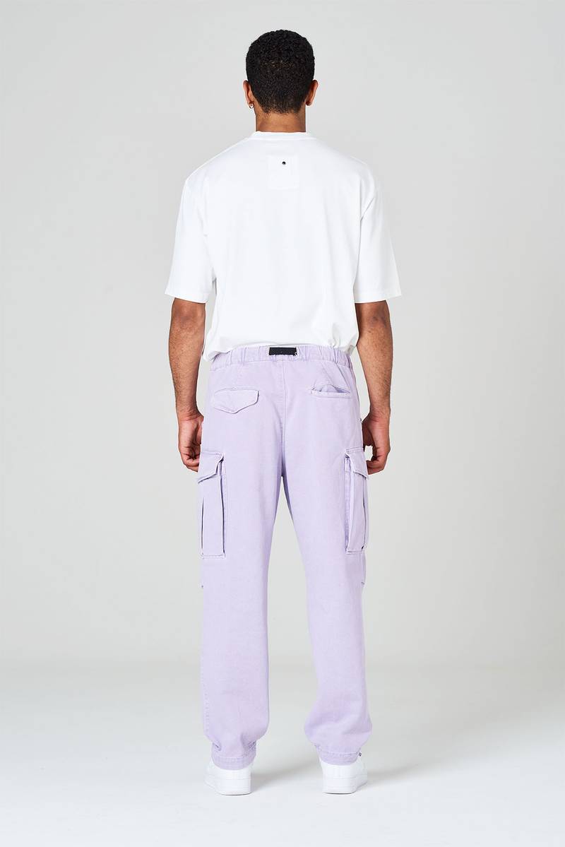 White sand Pantaloni cargo con gamba dritta in bull denim di cotone Promozione temporanea