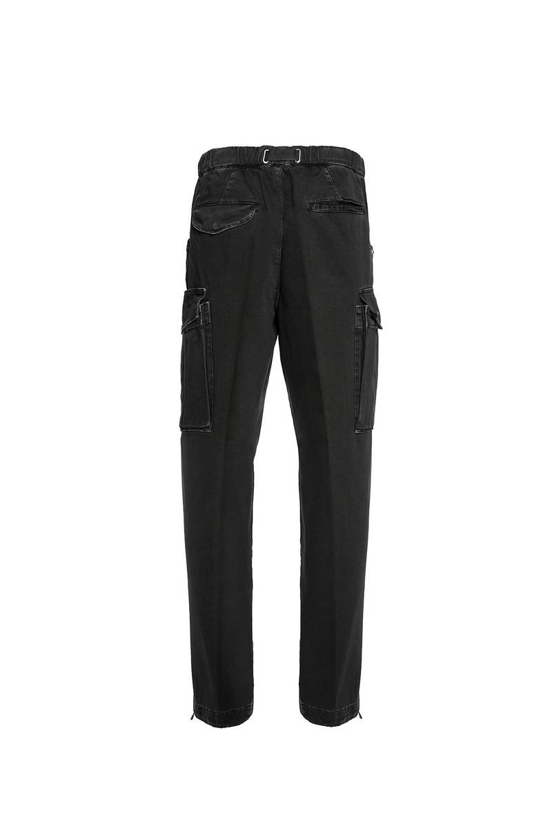 White sand Pantaloni cargo con gamba dritta in bull denim di cotone Promozione temporanea