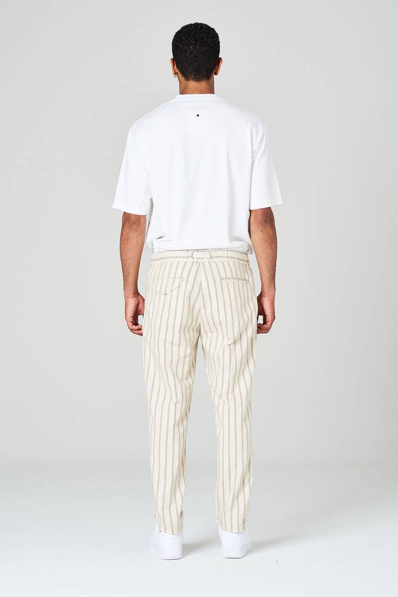 White sand Pantaloni rigati in misto cotone con vita elasticizzata Discount Store per i nuovi prodotti
