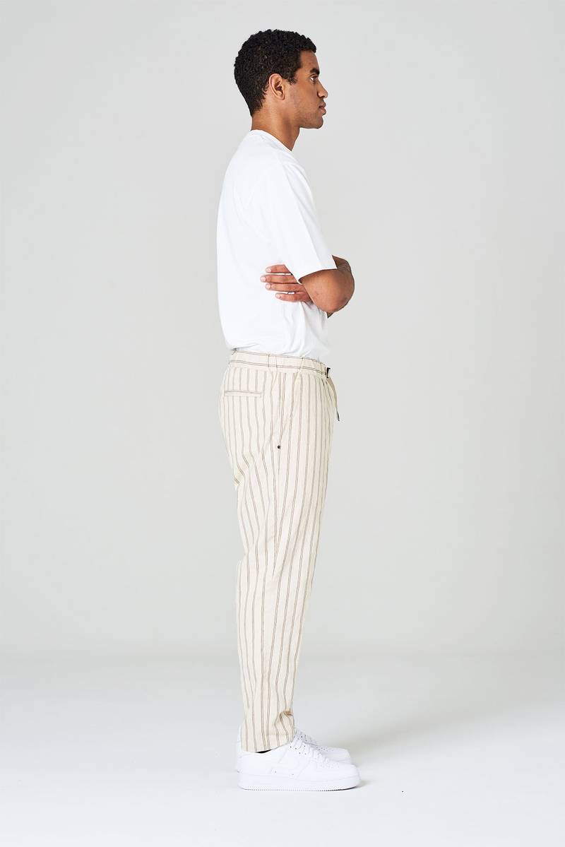 White sand Pantaloni rigati in misto cotone con vita elasticizzata Discount Store per i nuovi prodotti