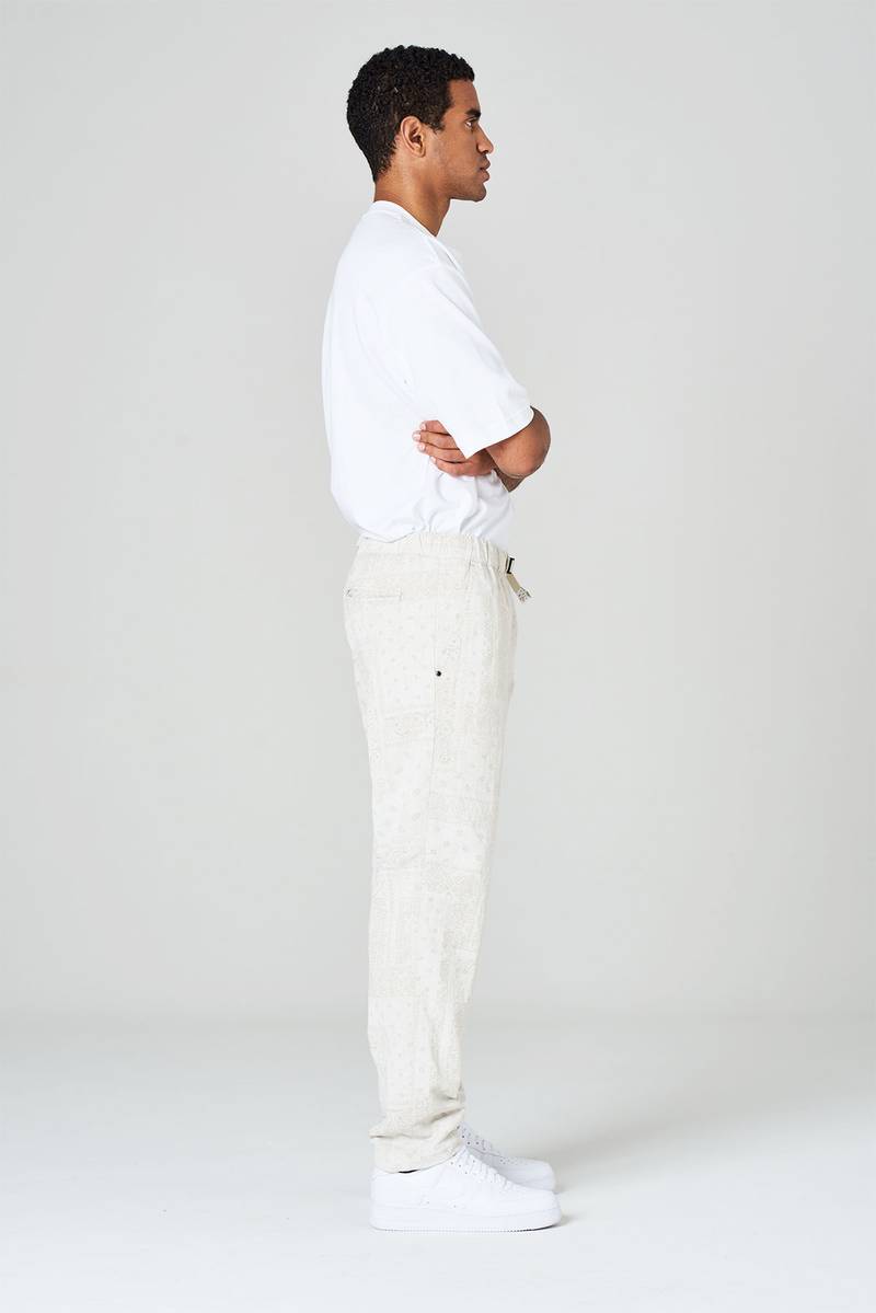 White sand Pantaloni in tela misto cotone-lino stampa bandana 50% di sconto con spedizione gratuita