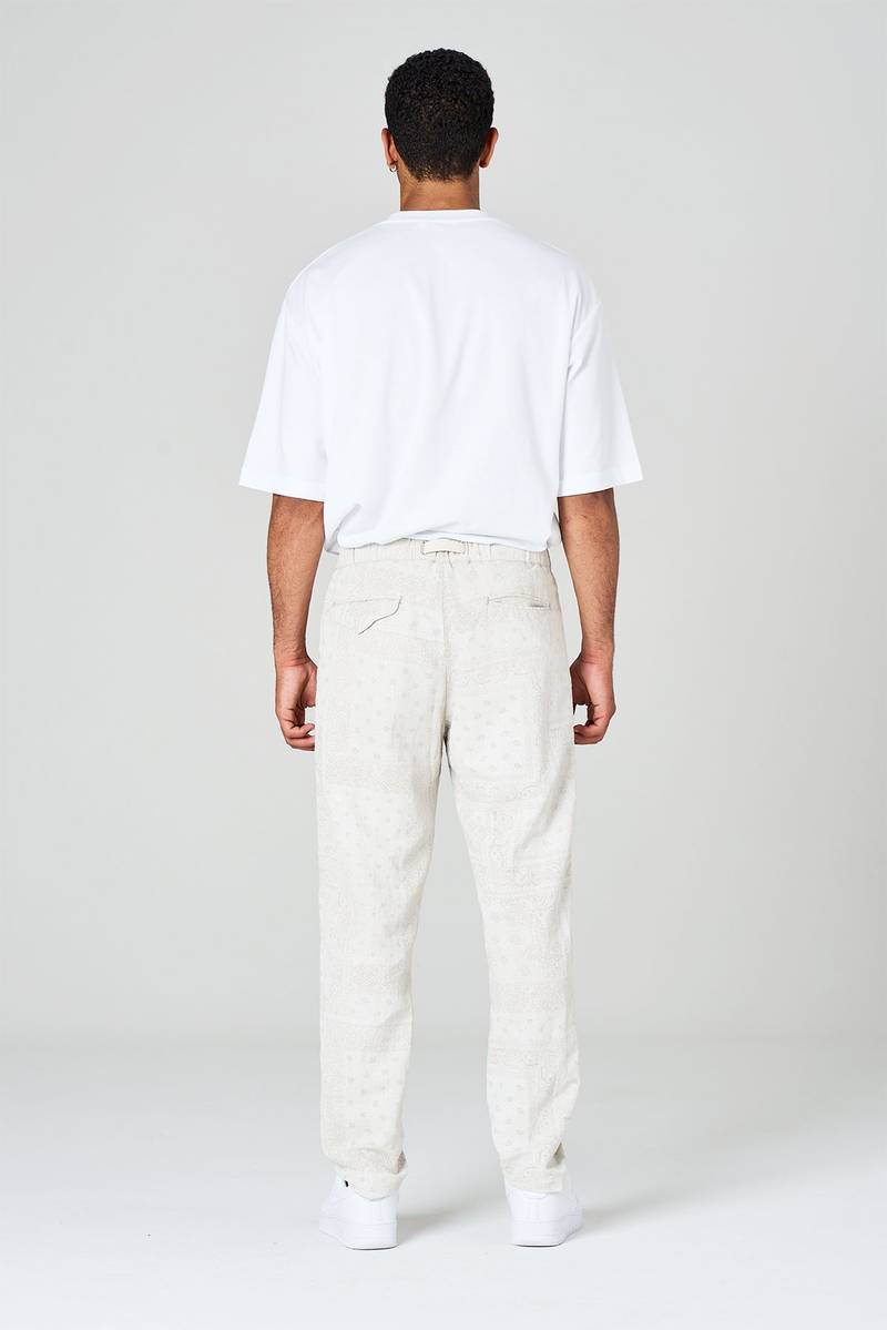 White sand Pantaloni in tela misto cotone-lino stampa bandana 50% di sconto con spedizione gratuita