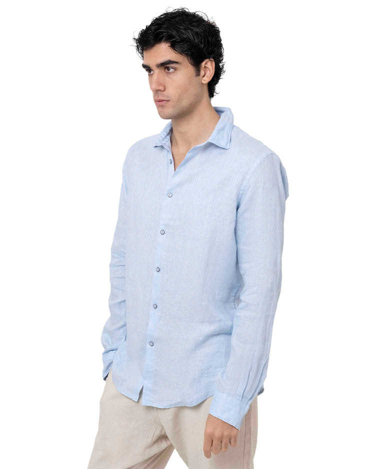 Why not brand Camicia in Lino con Collo alla Francese Nuova