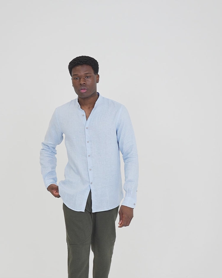 Why not brand Camicia in Lino con Collo Koreano Moda