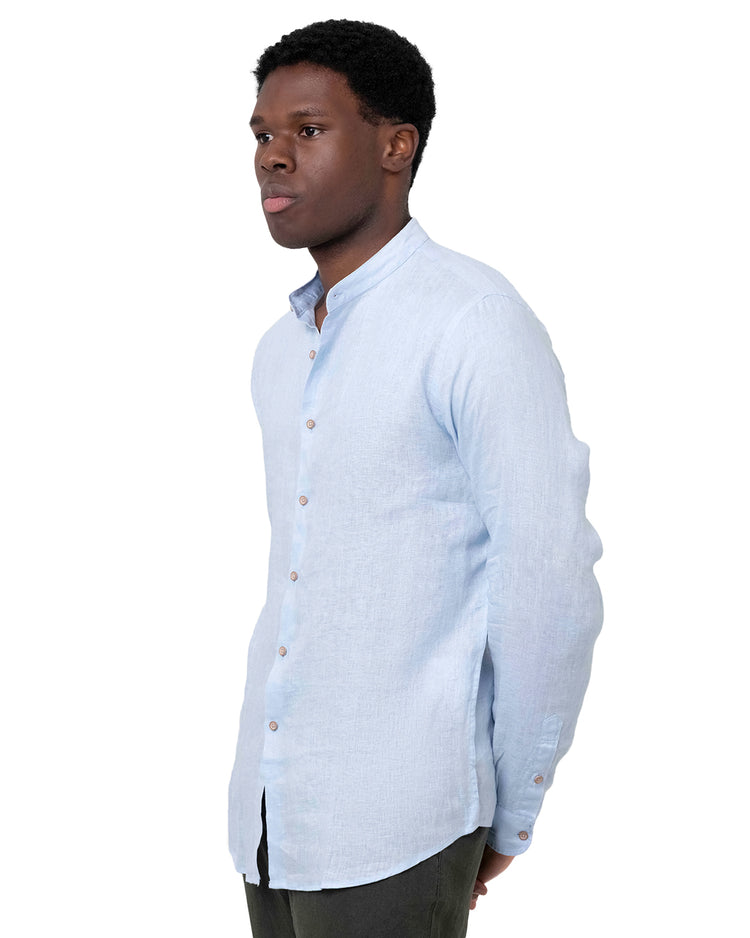 Why not brand Camicia in Lino con Collo Koreano Moda