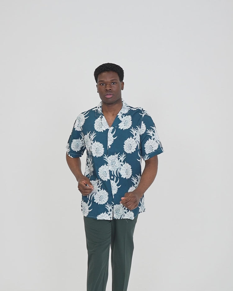 Why not brand Camicia Mezza Manica con Fiori Collo Bowling Sconto