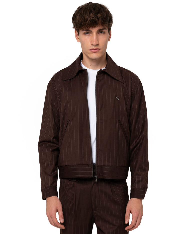 Why not brand Giacca gessatta con colletto e zip Offerta esclusiva
