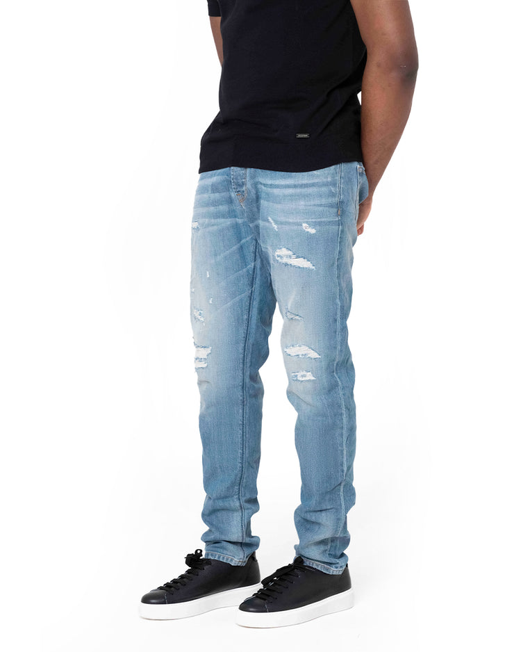 Why not brand Jeans Lavaggio Chiaro con Sarciture Ricavate a Mano Convenienza