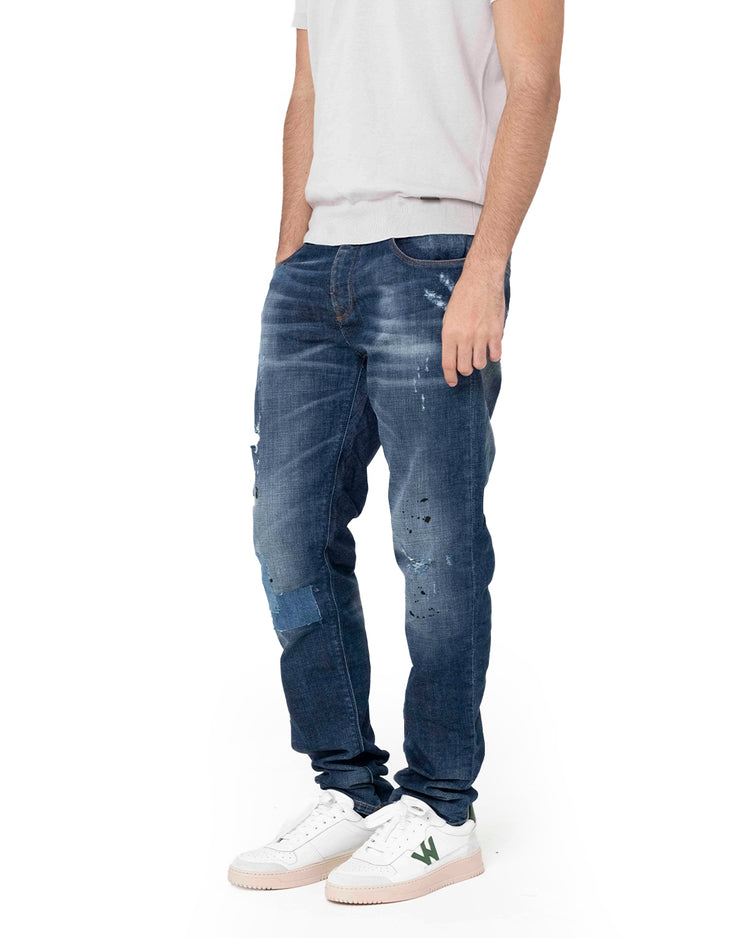 Why not brand Jeans Slimfit con Abrasioni Rifiniti a Mano Fornitura limitata
