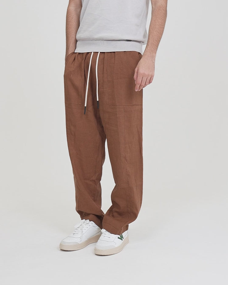 Why not brand Pantalone Loose Fit in Lino Prezzo Ridotto