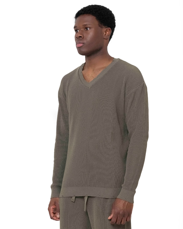 Why not brand Maglia a Maniche Lunghe e Scollo v a Costine Italy