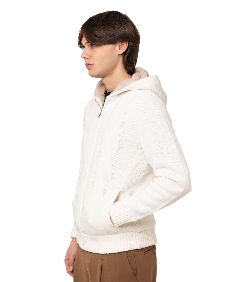 Why not brand Maglione con cappuccio zip ed interni in pelliccia Duty-free