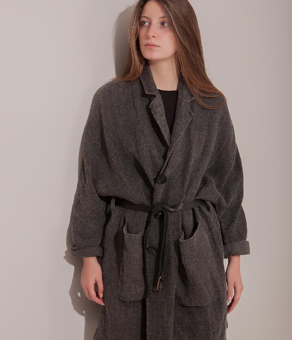 Album Di Famiglia art. 17S#4588 LINEN COAT + BELT Vendita Calda