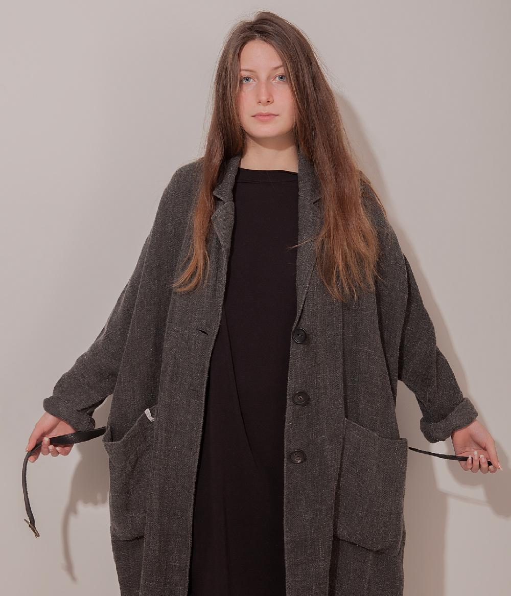 Album Di Famiglia art. 17S#4588 LINEN COAT + BELT Vendita Calda