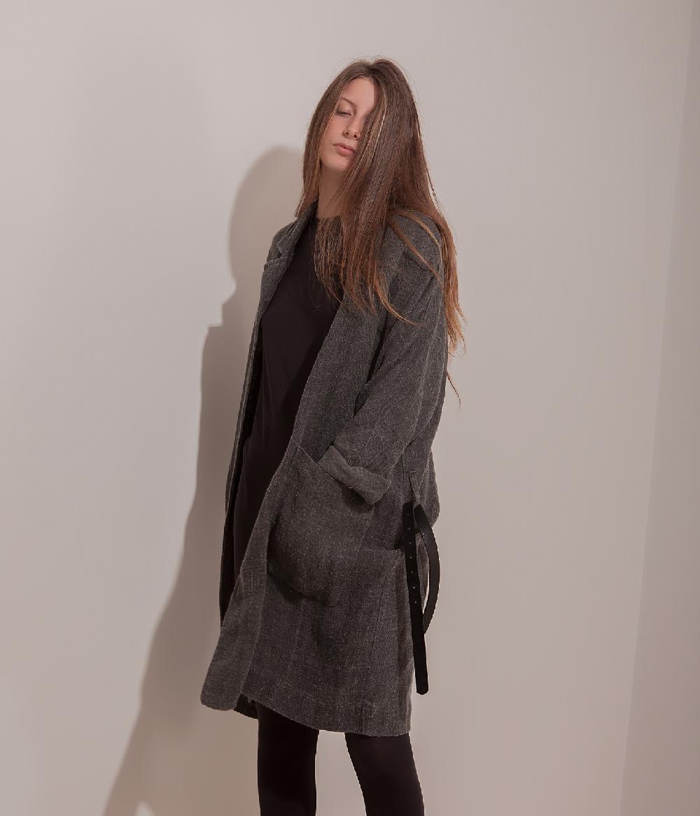 Album Di Famiglia art. 17S#4588 LINEN COAT + BELT Vendita Calda