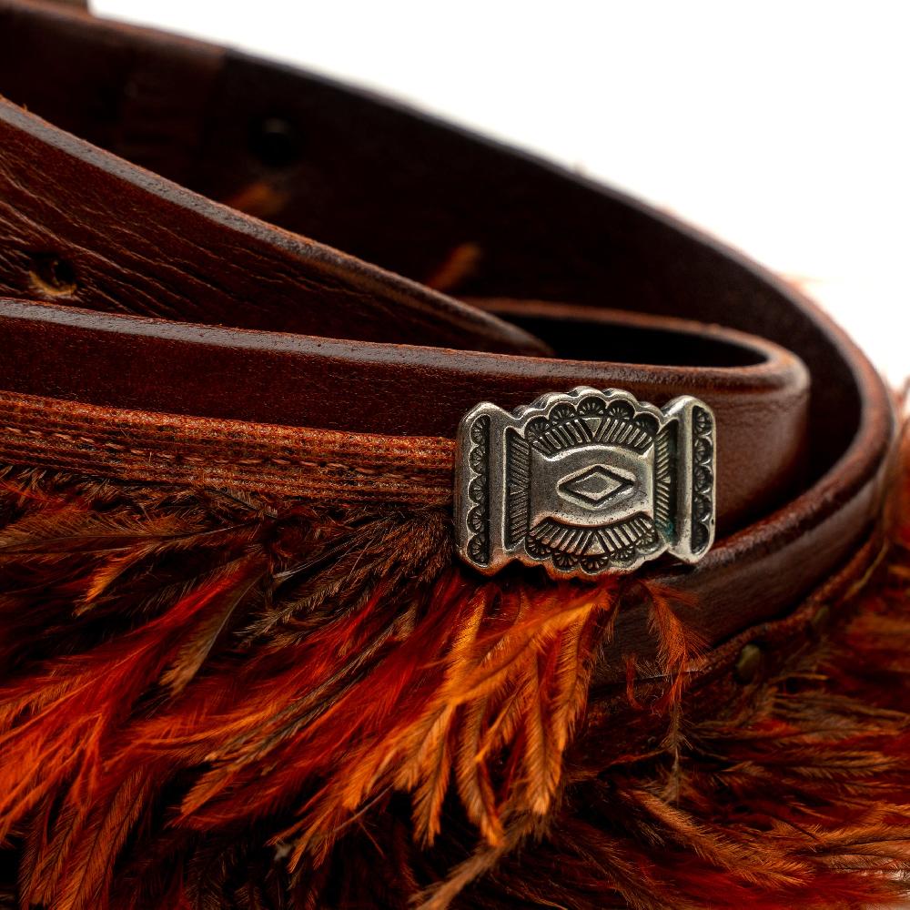D'AMICO Cintura cuoio vintage Brown Piume e Decorazioni Navajo 2025
