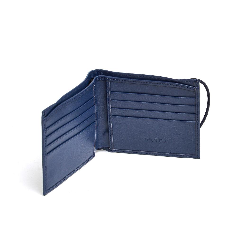 D'AMICO Portafoglio Classico Pieghevole 1 lato Pelle Blu Saldi Di Fabbrica