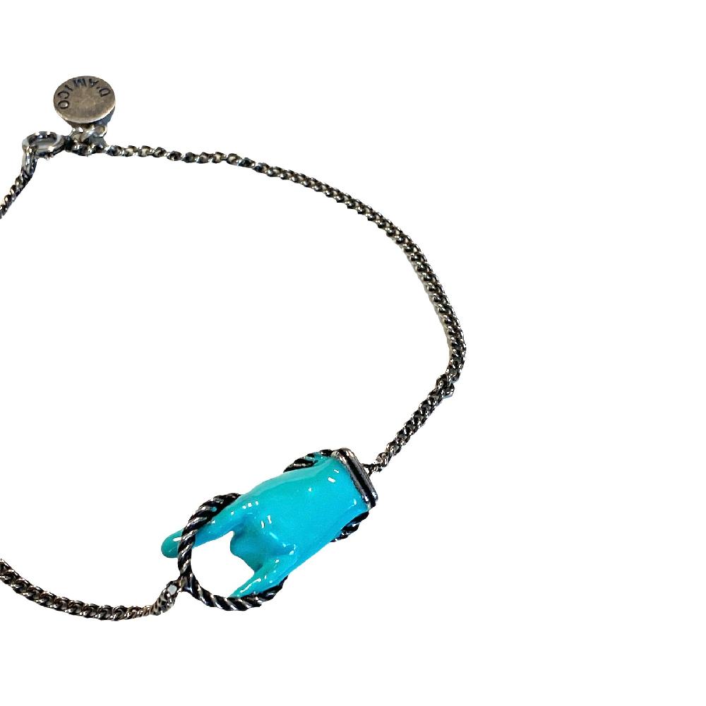 D'AMICO Bracciale Catenina con "Horn" Laccato Turchese Offerte