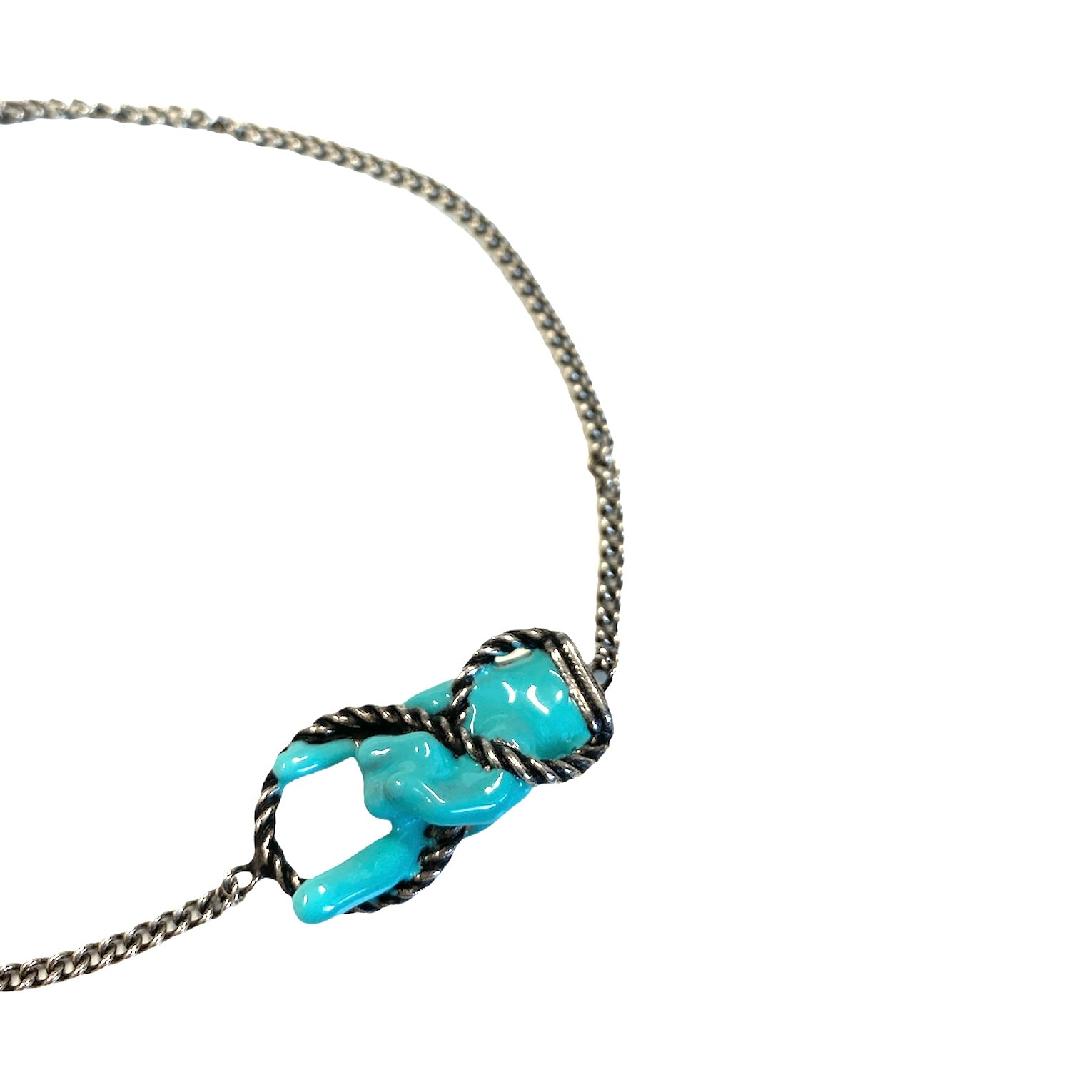 D'AMICO Bracciale Catenina con "Horn" Laccato Turchese Offerte