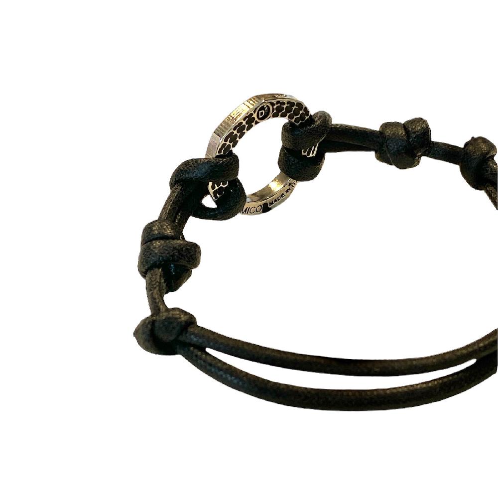 D'AMICO Bracciale Anella Laccata Nero + Cordone Cerato Nero I Più Venduti