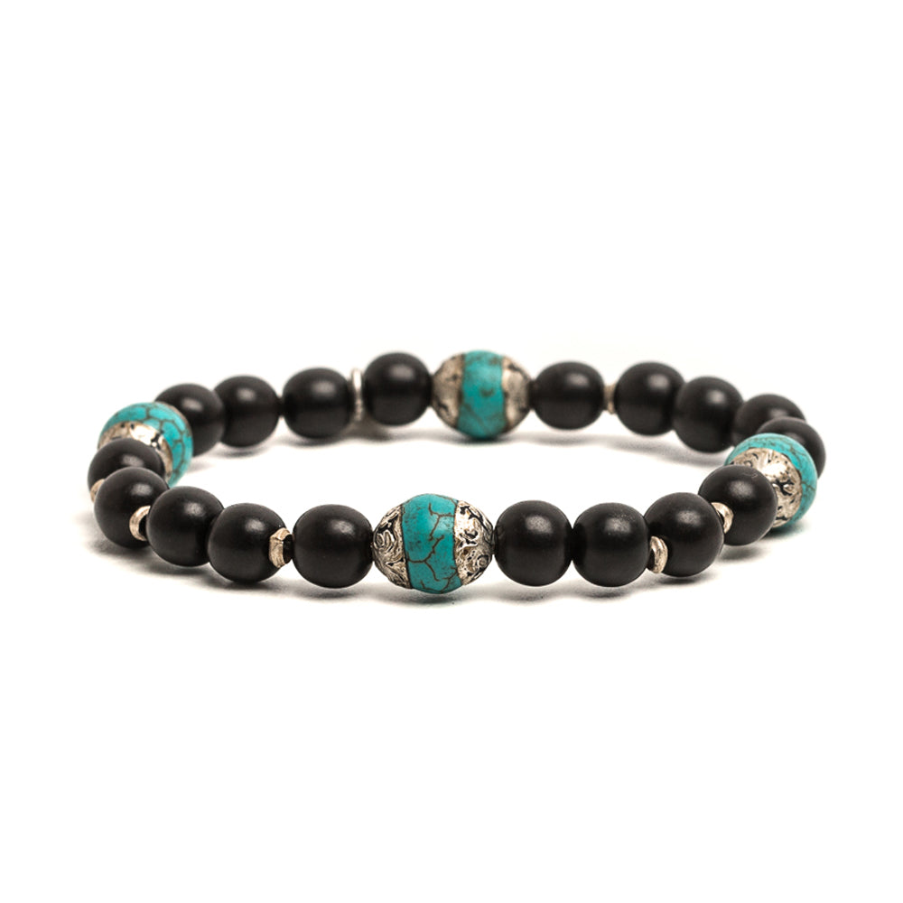 D'AMICO Bracciale Ameya + Elastico Legno Nero + Turchese Presa