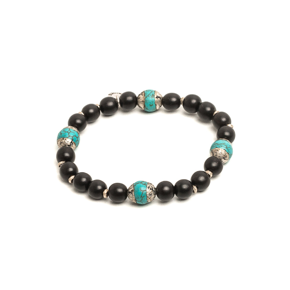 D'AMICO Bracciale Ameya + Elastico Legno Nero + Turchese Presa