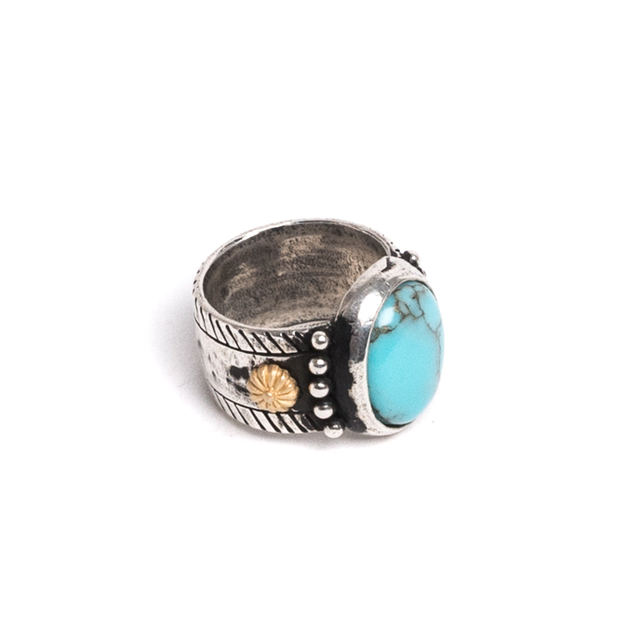 D'AMICO Anello Ovale Turchese + Stelline Dorate Outlet