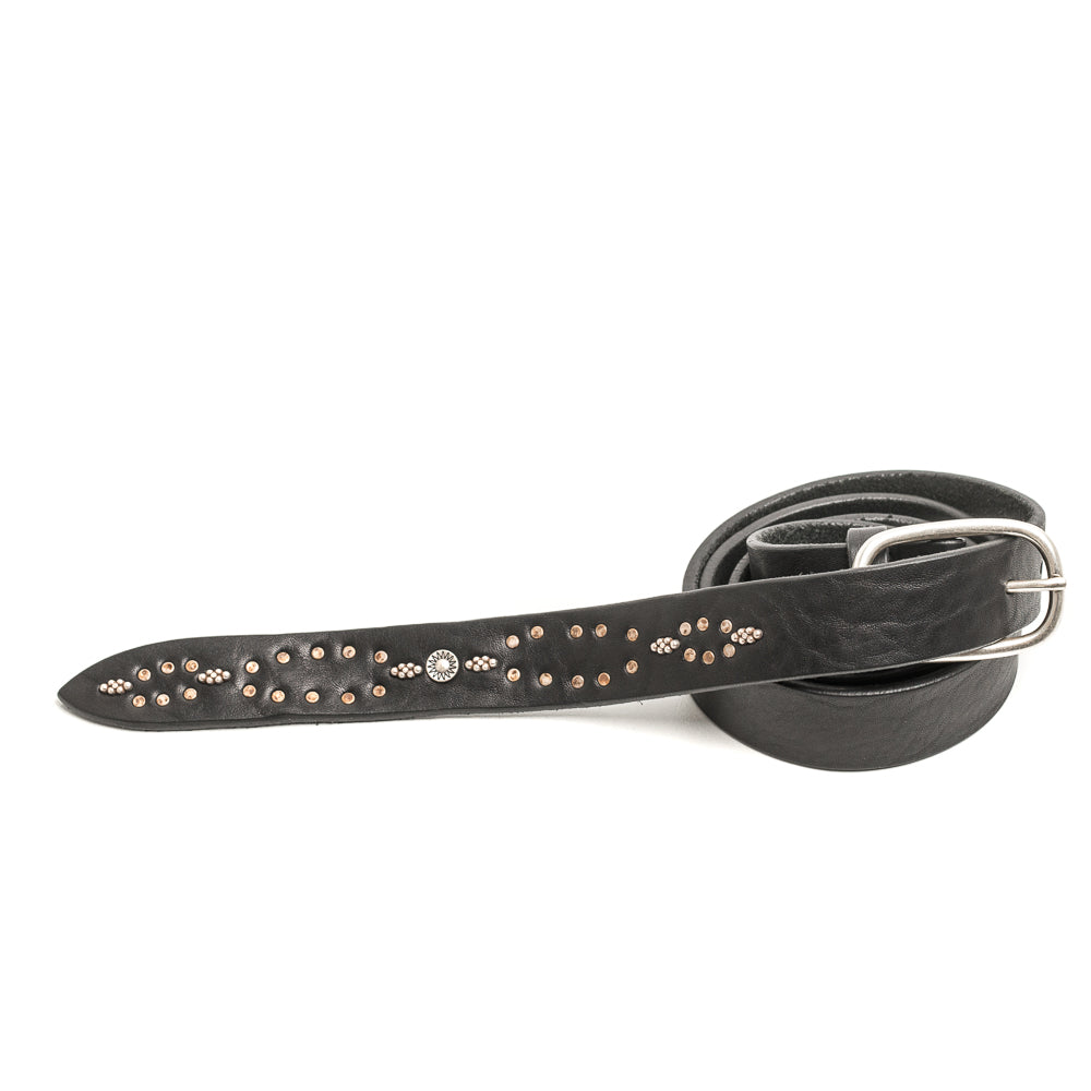 D'AMICO Cintura Cuoio Butter + Borchie Nero Esporta salva