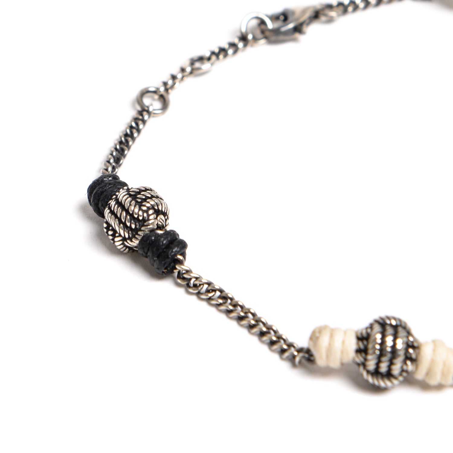 D'AMICO Bracciale Catenina + Palline Nodo Argento + Filo Cerato Qualità