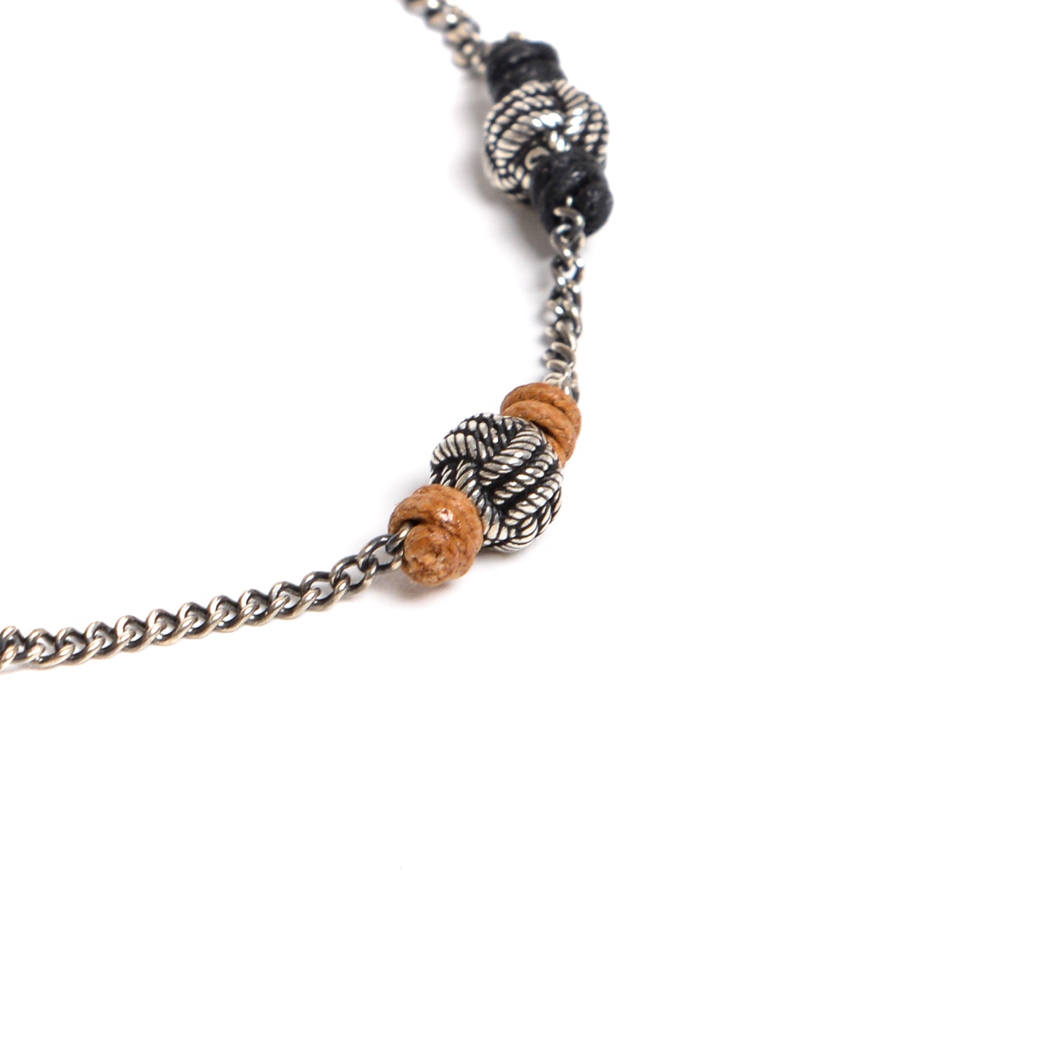 D'AMICO Bracciale Catenina + Palline Nodo Argento + Filo Cerato Qualità