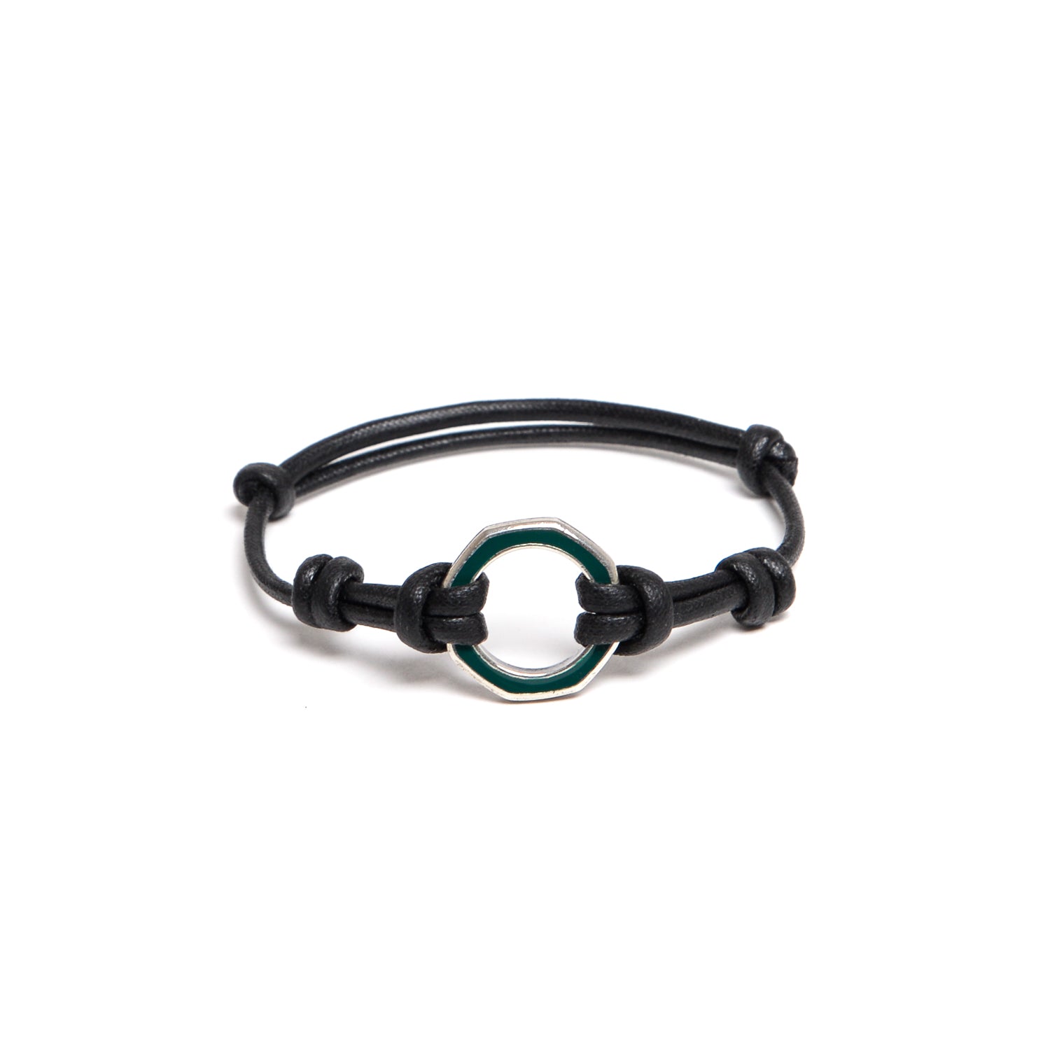 D'AMICO Bracciale Anelle Laccate Verdone + Cordone Cerato Testa Moro Qualità Garantita