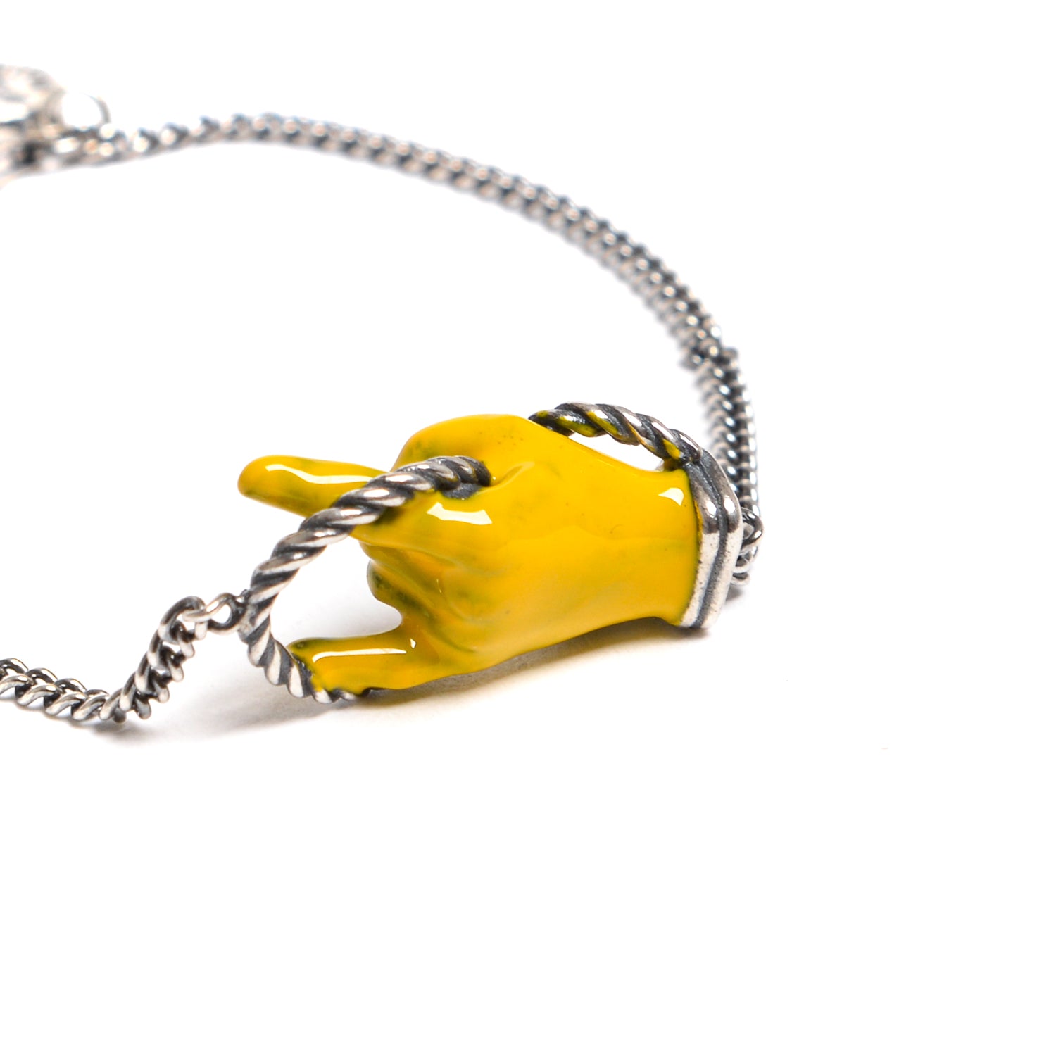 D'AMICO Bracciale Catenina con "Horn" Laccato Giallo Prezzo Ridotto