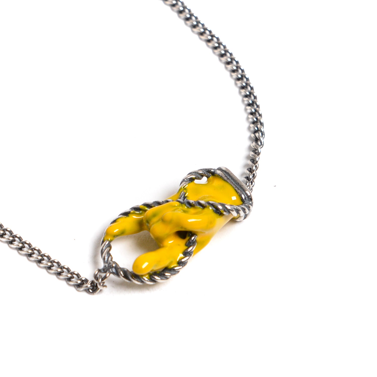 D'AMICO Bracciale Catenina con "Horn" Laccato Giallo Prezzo Ridotto