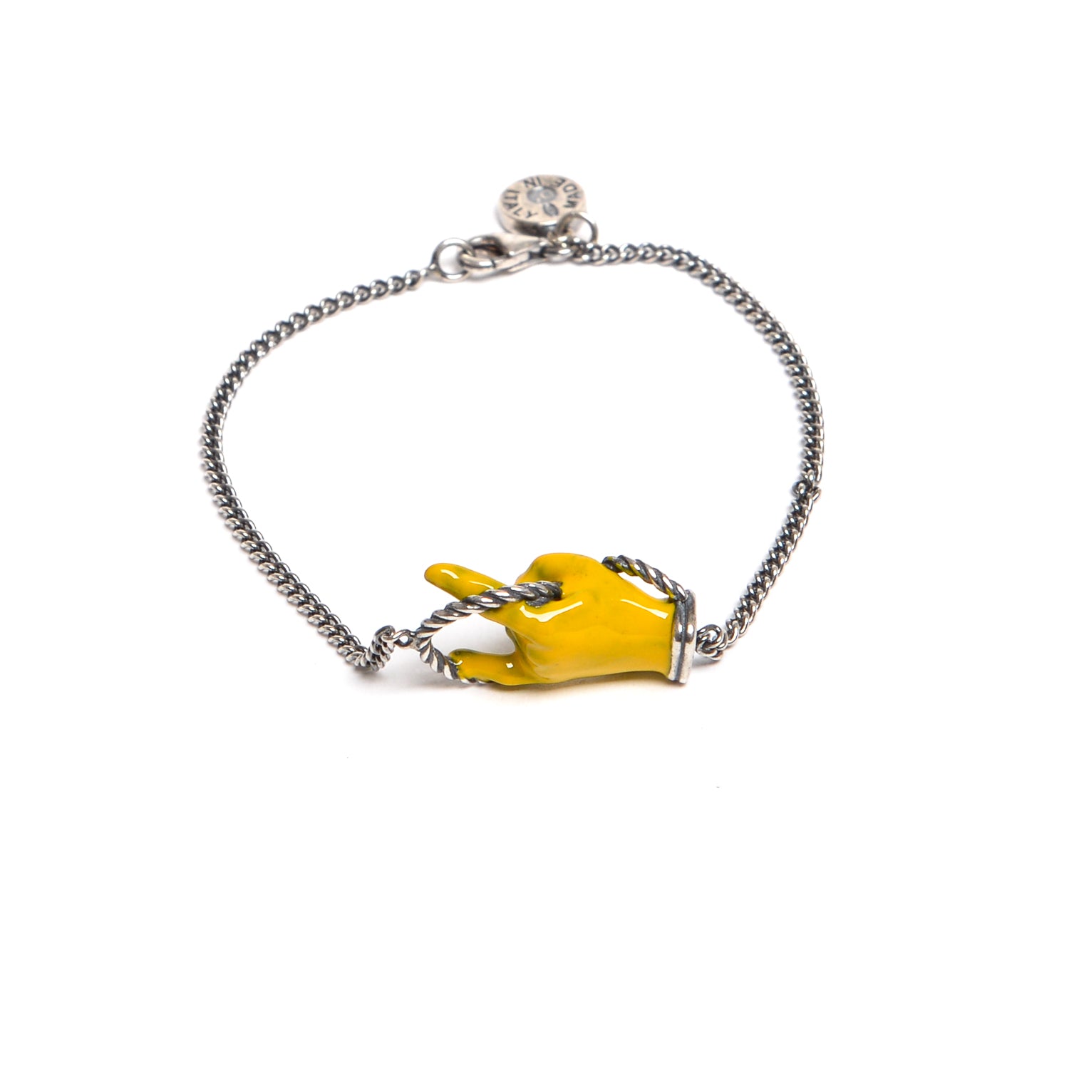 D'AMICO Bracciale Catenina con "Horn" Laccato Giallo Prezzo Ridotto