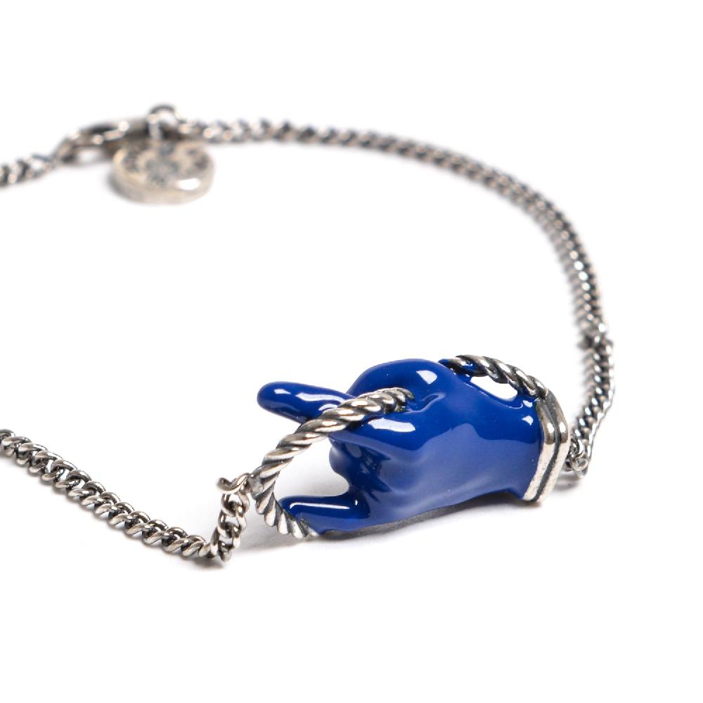 D'AMICO Bracciale Catenina con "Horn" Laccato Blu Sottocosto