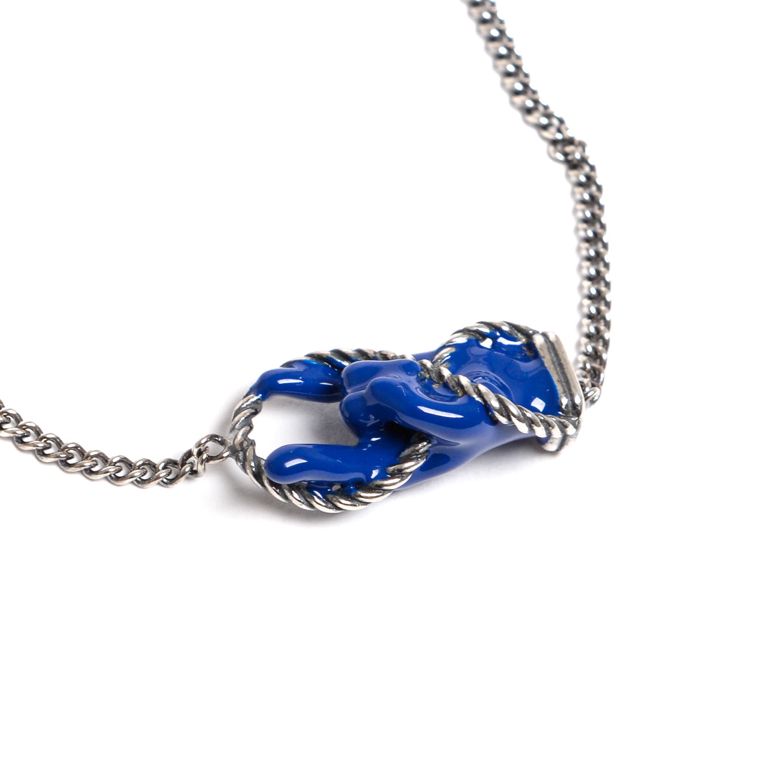 D'AMICO Bracciale Catenina con "Horn" Laccato Blu Sottocosto