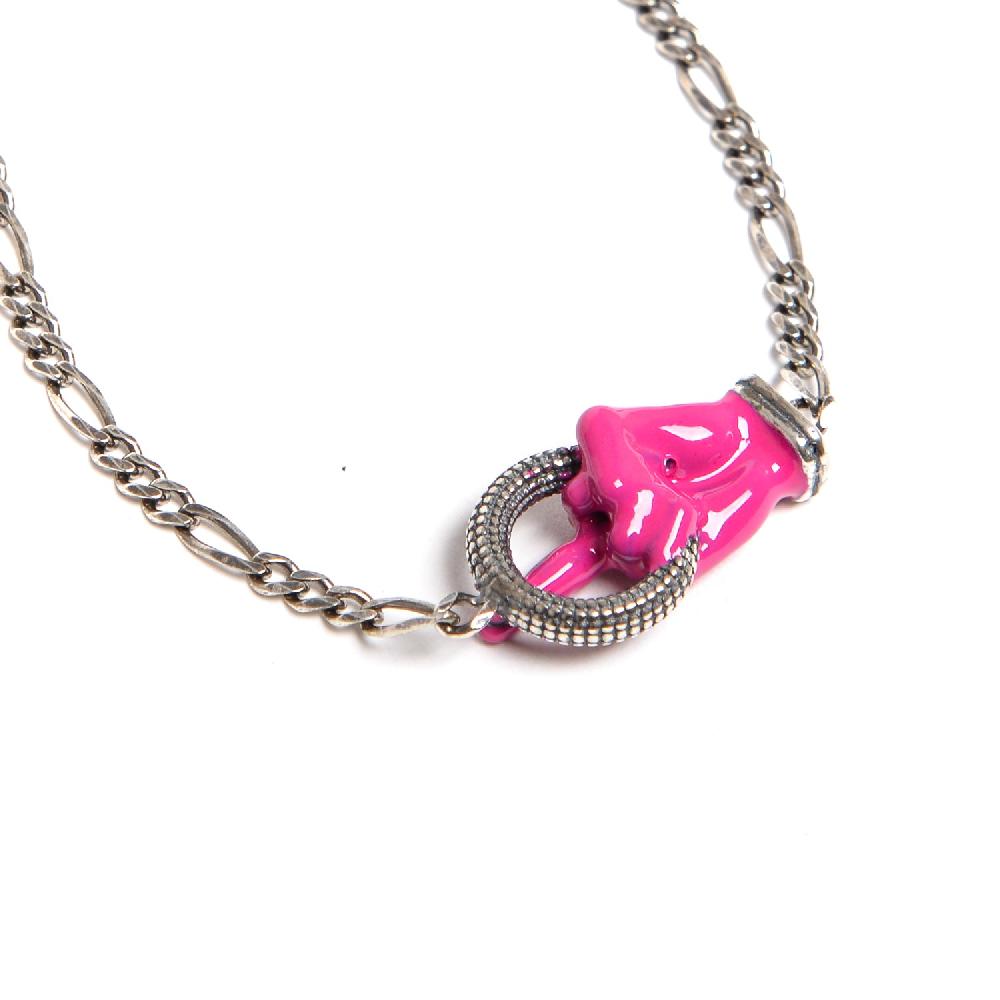 D'AMICO Bracciale Catenina con "Fuck" Laccato Fucsia Convenienza