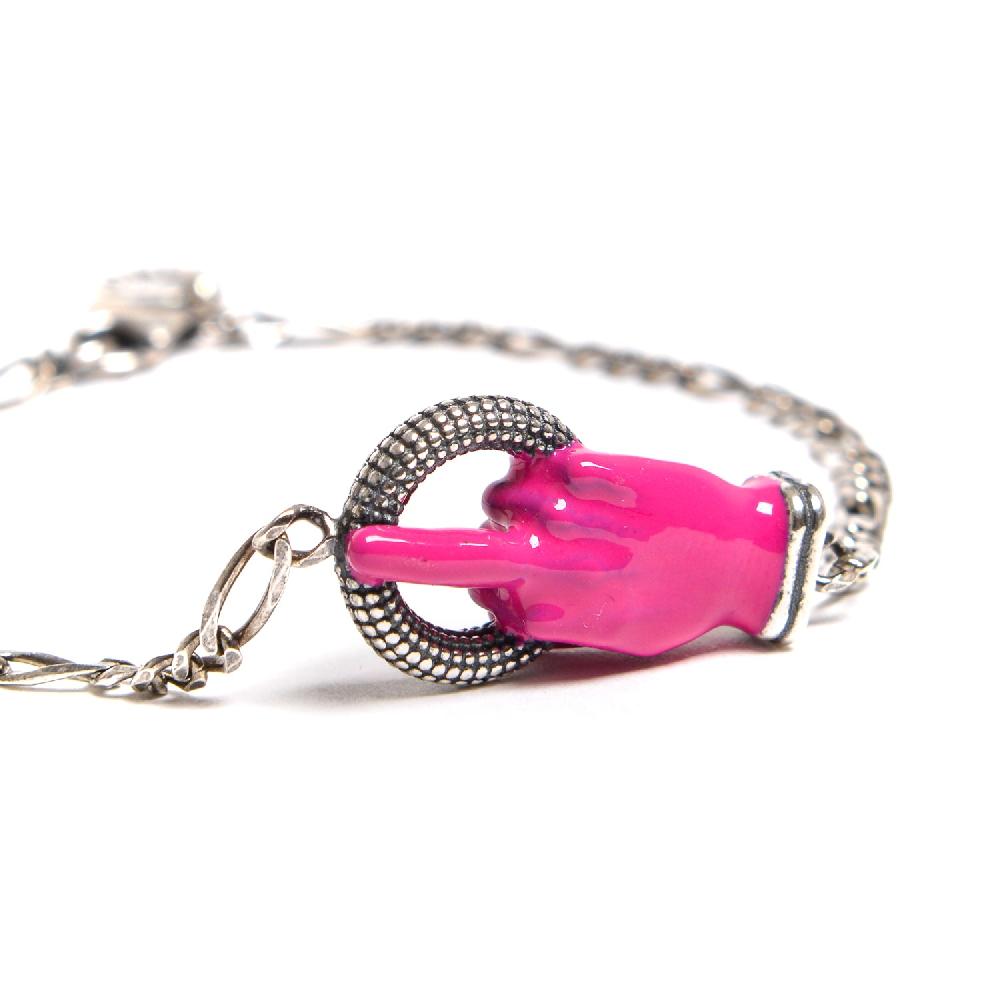 D'AMICO Bracciale Catenina con "Fuck" Laccato Fucsia Convenienza