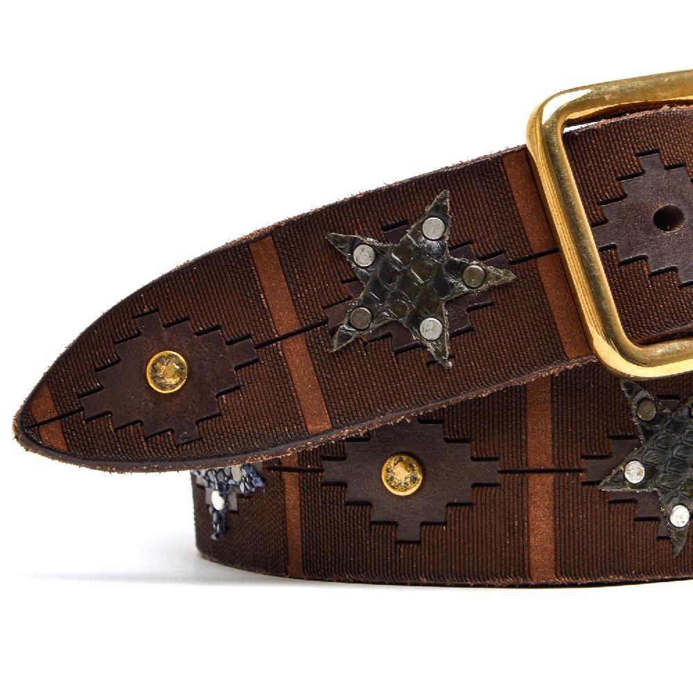 D'AMICO Cintura Cuoio Laserato + Decorazioni Stelle / Pitone / Razza e Pietre Offerta speciale della fabbrica