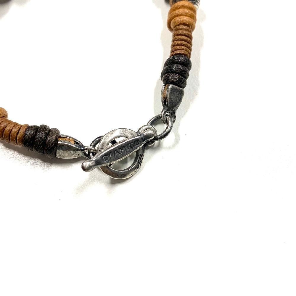 D'AMICO Bracciale Cotone Cerato + Palline Righe Officina