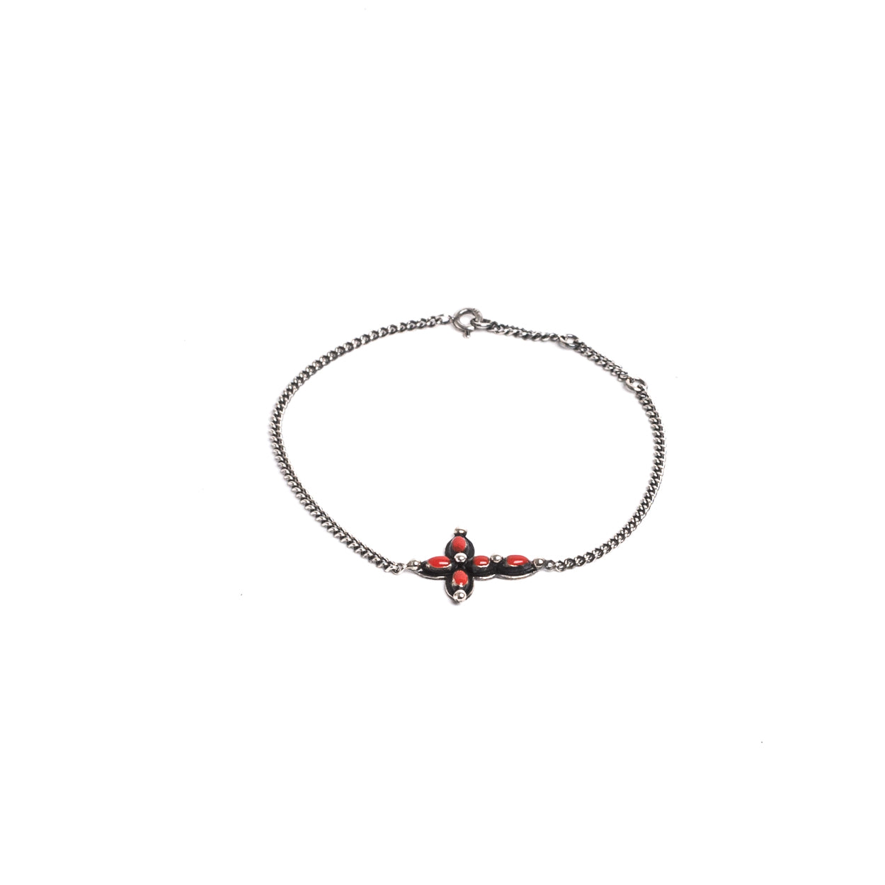 D'AMICO Bracciale Catenina + Croce Smaltata Corallo Promozione Limitata