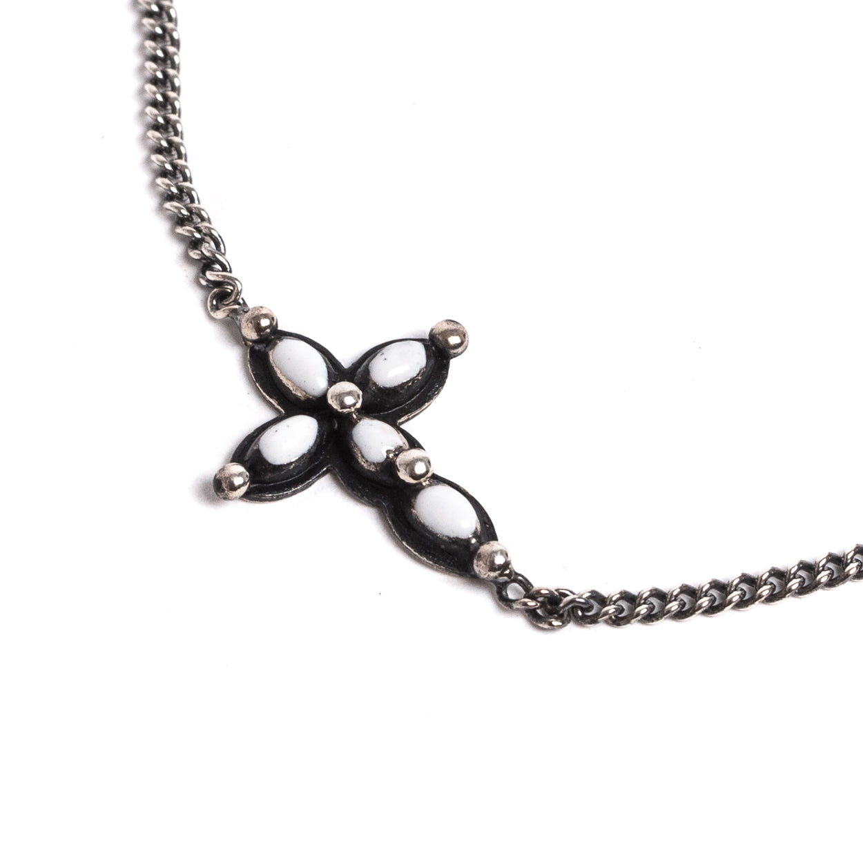 D'AMICO Bracciale Catenina + Croce Smaltata Avorio Fino Al -60%