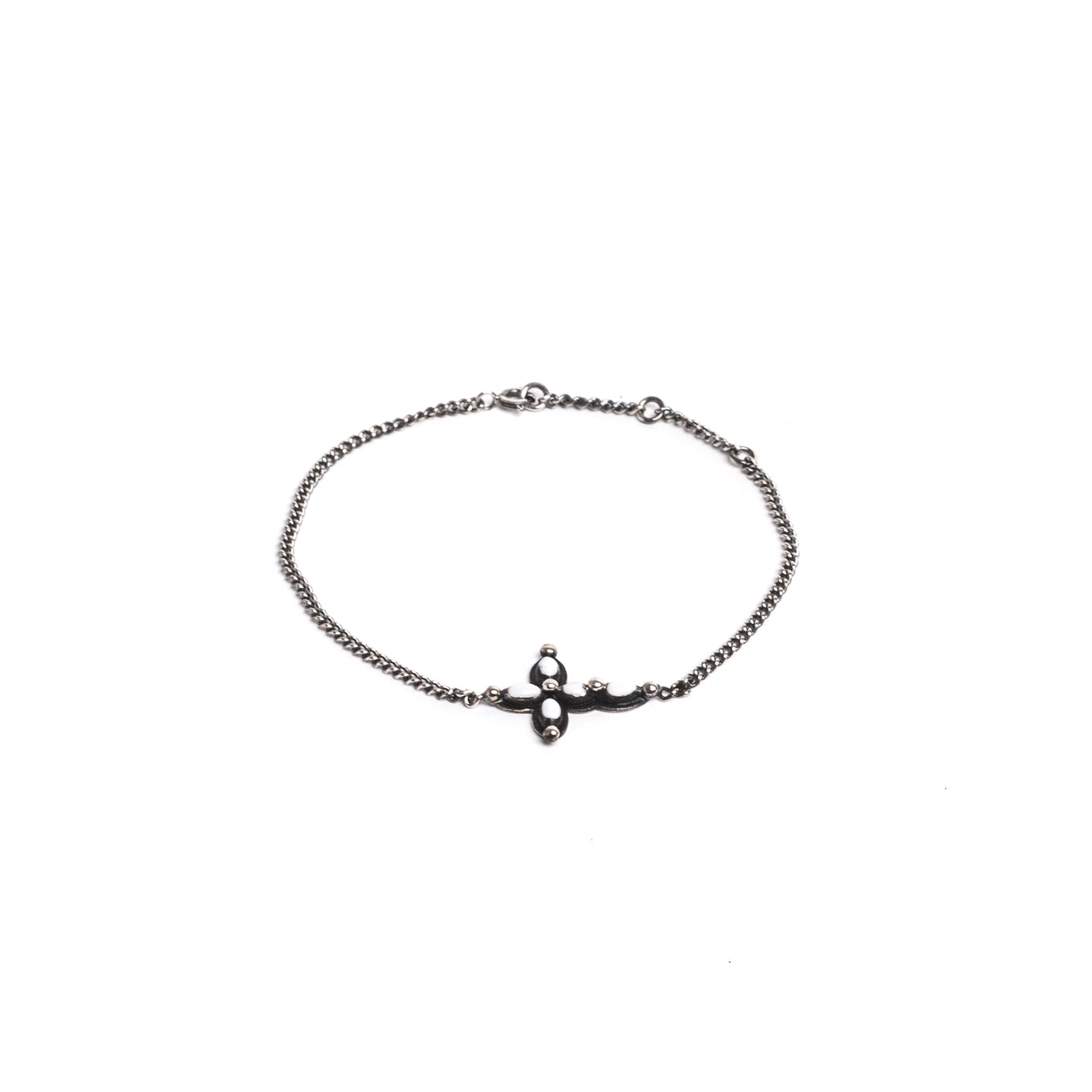 D'AMICO Bracciale Catenina + Croce Smaltata Avorio Fino Al -60%