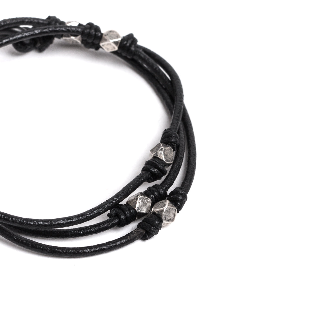 D'AMICO Bracciale Cuoio + Croce Palline e Pepite Prezzo Ridotto